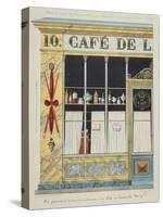 Cafe, 10 Rue Hauteville-Pierre Antoine Leboux De La Mesangere-Stretched Canvas