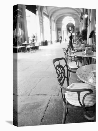 Cafe and Archway, Turin, Italy-Walter Bibikow-Stretched Canvas