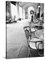 Cafe and Archway, Turin, Italy-Walter Bibikow-Stretched Canvas