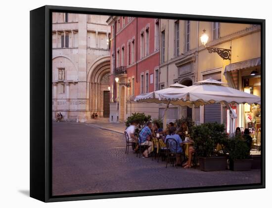 Cafe and Baptistry, Parma, Emilia Romagna, Italy, Europe-Frank Fell-Framed Stretched Canvas