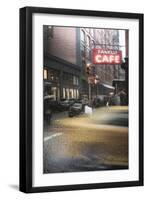 Cafe and cab rain-Moises Levy-Framed Premium Giclee Print