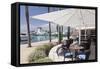 Cafe at Promenade at Marina, Portals Nous, Majorca, Balearic Islands, Spain, Mediterranean, Europe-Markus Lange-Framed Stretched Canvas