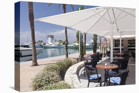 Cafe at Promenade at Marina, Portals Nous, Majorca, Balearic Islands, Spain, Mediterranean, Europe-Markus Lange-Stretched Canvas