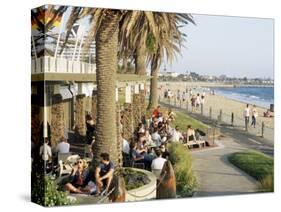 Cafe at the Beach, St. Kilda, Melbourne, Victoria, Australia-Richard Nebesky-Stretched Canvas