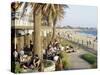 Cafe at the Beach, St. Kilda, Melbourne, Victoria, Australia-Richard Nebesky-Stretched Canvas