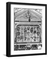 Cafe-Concert 'Les Ambassadeurs', the Stage Curtain with Posters by Jules Cheret (1836-1932)…-H. Mairet-Framed Photographic Print