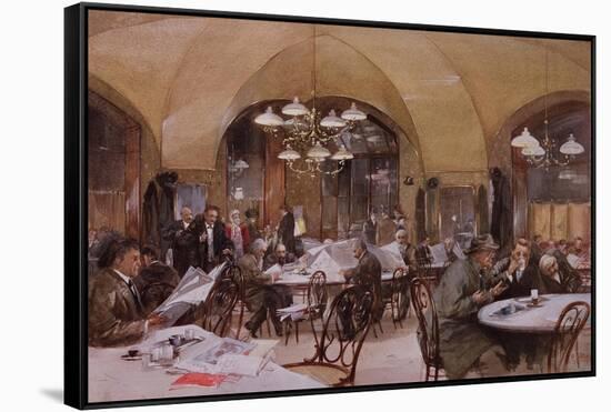 Cafe Griensteidl, Vienna, 1890-Reinhold Volkel-Framed Stretched Canvas