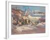 Cafe in a French Port, (Oil on Canvas)-Konstantin Alekseevich Korovin-Framed Giclee Print