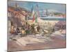 Cafe in a French Port, (Oil on Canvas)-Konstantin Alekseevich Korovin-Mounted Giclee Print