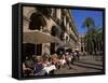 Cafe in the Square, Placa Reial, Barcelona, Catalonia, Spain-Jean Brooks-Framed Stretched Canvas