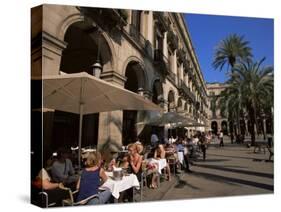Cafe in the Square, Placa Reial, Barcelona, Catalonia, Spain-Jean Brooks-Stretched Canvas