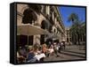 Cafe in the Square, Placa Reial, Barcelona, Catalonia, Spain-Jean Brooks-Framed Stretched Canvas