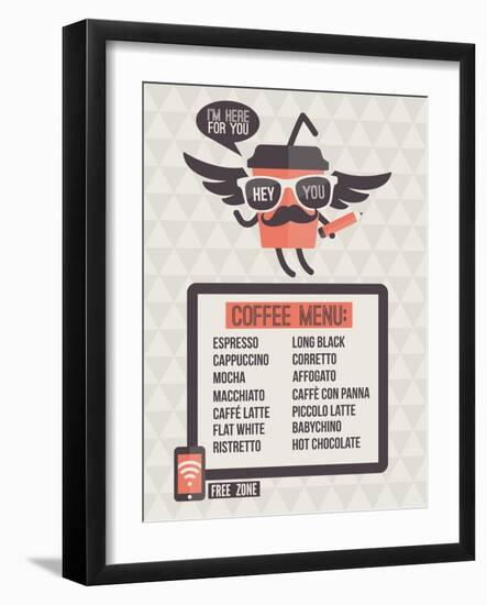 Cafe Menu. Seamless Background And Design Elements-ussr-Framed Art Print