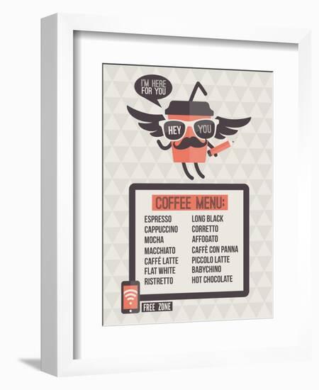 Cafe Menu. Seamless Background And Design Elements-ussr-Framed Art Print