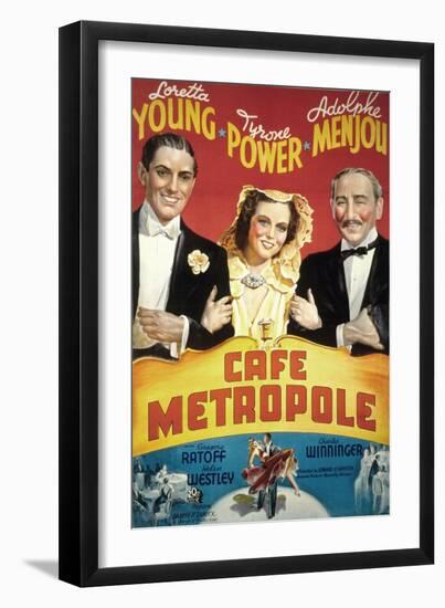 Cafe Metropole, Tyrone Power, Loretta Young, Adolphe Menjou, 1937-null-Framed Photo