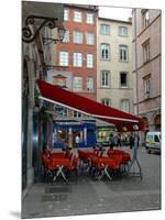 Cafe on Cobblestone Street, Rhone-Alps, Lyon, France-Lisa S^ Engelbrecht-Mounted Photographic Print