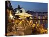 Cafe on Harbour, Cadaques, Costa Brava, Catalonia, Spain, Mediterranean, Europe-Stuart Black-Stretched Canvas