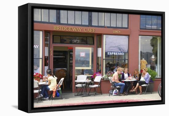 Cafe on Sausalito sidewalk, Marin County, California-Anna Miller-Framed Stretched Canvas