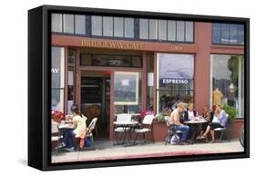 Cafe on Sausalito sidewalk, Marin County, California-Anna Miller-Framed Stretched Canvas
