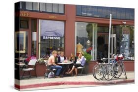 Cafe on Sausalito sidewalk, Marin County, California-Anna Miller-Stretched Canvas