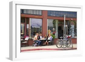 Cafe on Sausalito sidewalk, Marin County, California-Anna Miller-Framed Photographic Print