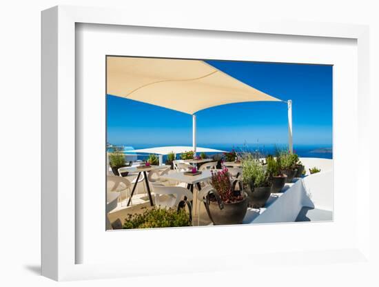 Cafe on the Terrace with A Beautiful Sea View.-Olga Gavrilova-Framed Photographic Print