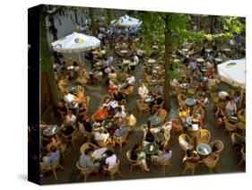 Cafe Overview, Leidseplein, Amsterdam, Holland-Walter Bibikow-Stretched Canvas