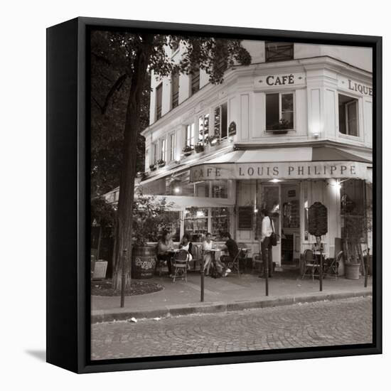 Cafe, Quai De L'Hotel De Ville, Marais District, Paris, France-Jon Arnold-Framed Stretched Canvas