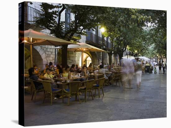 Cafe, Rambla Llibertat, Old Town, Girona, Catalonia, Spain-Martin Child-Stretched Canvas