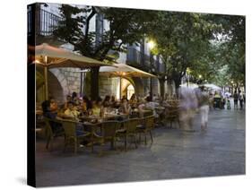 Cafe, Rambla Llibertat, Old Town, Girona, Catalonia, Spain-Martin Child-Stretched Canvas