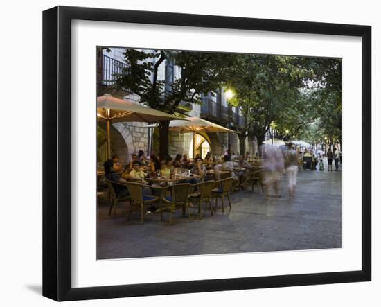 Cafe, Rambla Llibertat, Old Town, Girona, Catalonia, Spain-Martin Child-Framed Photographic Print