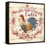 Cafe Rooster On White-Jean Plout-Framed Stretched Canvas