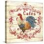 Cafe Rooster On White-Jean Plout-Stretched Canvas