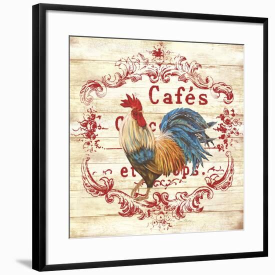 Cafe Rooster On White-Jean Plout-Framed Giclee Print