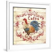 Cafe Rooster On White-Jean Plout-Framed Giclee Print