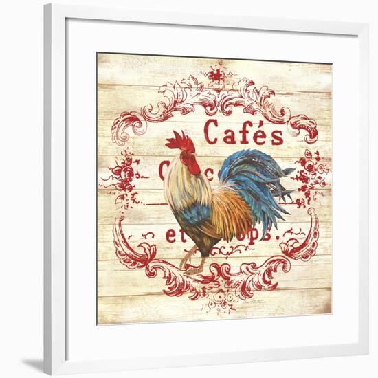 Cafe Rooster On White-Jean Plout-Framed Giclee Print