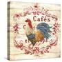 Cafe Rooster On White-Jean Plout-Stretched Canvas