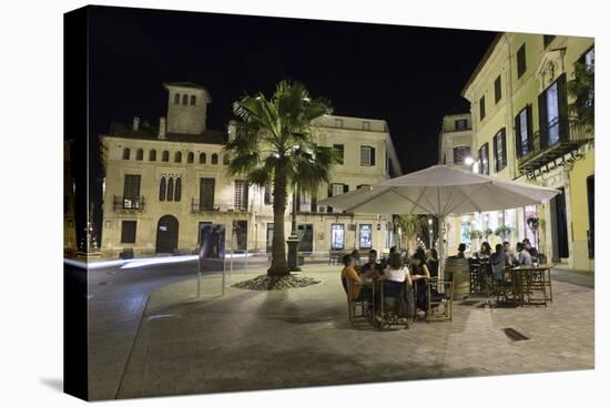 Cafe Scene at Night in the Old Town, Placa Del Princep, Mahon, Menorca, Balearic Islands, Spain-Stuart Black-Stretched Canvas