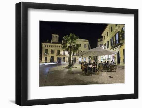 Cafe Scene at Night in the Old Town, Placa Del Princep, Mahon, Menorca, Balearic Islands, Spain-Stuart Black-Framed Photographic Print