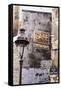 Cafe Sign and Lamp Post, Paris, France-Russ Bishop-Framed Stretched Canvas