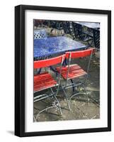Cafe Table and Chairs on Oberer Rhineweg, Basel, Switzerland-Walter Bibikow-Framed Photographic Print