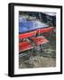 Cafe Table and Chairs on Oberer Rhineweg, Basel, Switzerland-Walter Bibikow-Framed Photographic Print