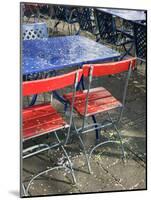 Cafe Table and Chairs on Oberer Rhineweg, Basel, Switzerland-Walter Bibikow-Mounted Photographic Print