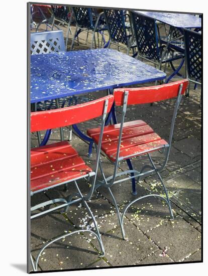 Cafe Table and Chairs on Oberer Rhineweg, Basel, Switzerland-Walter Bibikow-Mounted Photographic Print