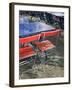 Cafe Table and Chairs on Oberer Rhineweg, Basel, Switzerland-Walter Bibikow-Framed Photographic Print