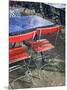 Cafe Table and Chairs on Oberer Rhineweg, Basel, Switzerland-Walter Bibikow-Mounted Photographic Print