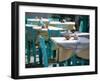 Cafe Table, Kokkari, Samos, Aegean Islands, Greece-Walter Bibikow-Framed Photographic Print