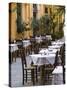 Cafe Tables, Hania, Hania Province, Crete, Greece-Walter Bibikow-Stretched Canvas