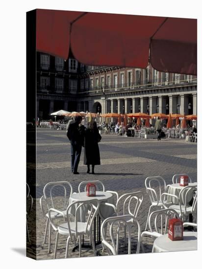 Cafe Tables in Plaza Mayor, Madrid, Spain-David Barnes-Stretched Canvas