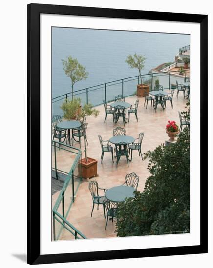 Cafe Tables, Positano, Amalfi Coast, Campania, Italy-Walter Bibikow-Framed Photographic Print